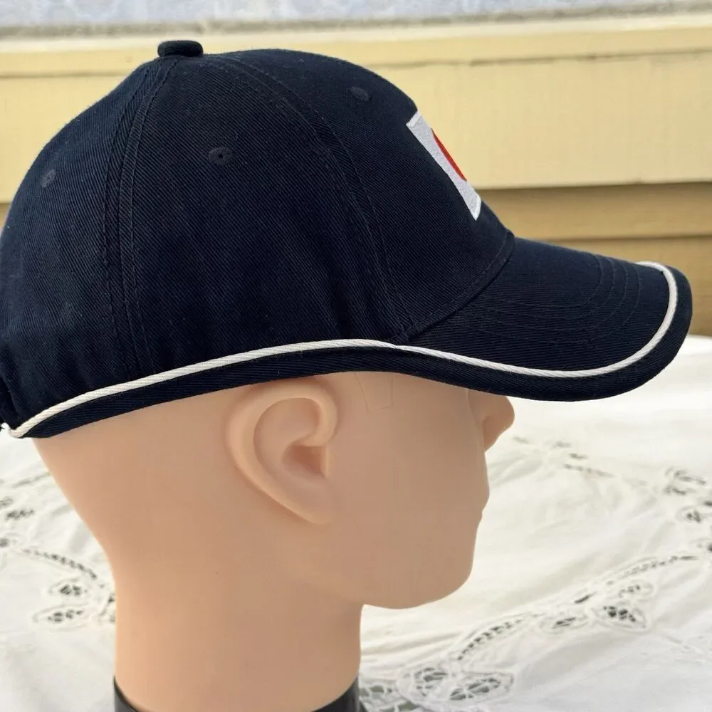 Japanese Flag Logo Baseball Cap Navy Blue w/White Trim Cotton Adjustable 58cm